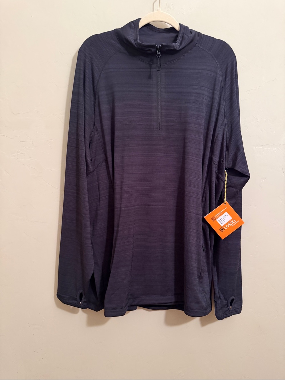 NWT Uvida Men’s XXL Black 1/4 Zip Performance Pullover UPF Sun Shirt